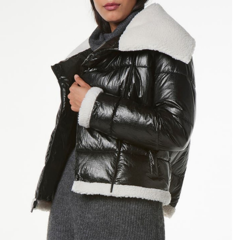 Marc New York puffer jacket with sherpa trim
